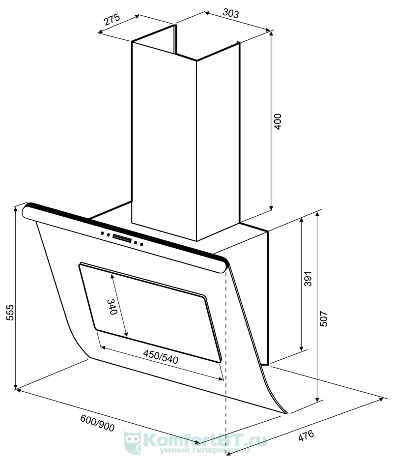 Вытяжка Shindo Arktur Sensor 600 в Москве и Московской области от магазина Ammina